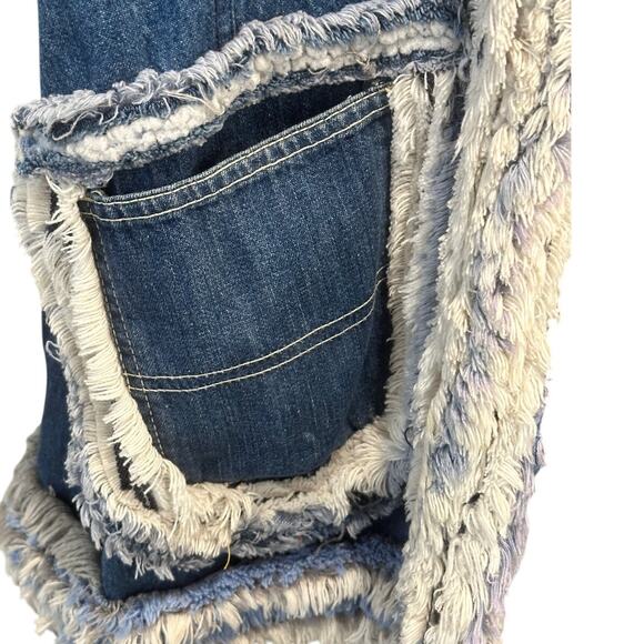 Women's Denim Handmade Vintage Fringed Western Boho Hippie Vest Pockets - Picture 8 of 9